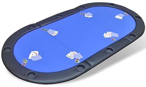 Chusui Faltbare Poker-Tischauflage für 10 Spieler, Poker Table, Spieltisch, Blackjack, Poker Tisch, Roulette Tisch, Deko Casino Poker, Blau