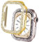 DEALELE [2-Pack] Uhrengehäuse Kompatibel mit Apple Watch Series 6/5 / 4 / SE 40mm, Glitzer 2-Reihen Diamant Schutzhülle Stoßstange Ersatz Protektor Uhrenabdeckung (40mm, Gold+Transparent)