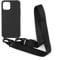 PuYu Zhe Case Compatible with iPhone 14 Crossbody Case Silicone Soft Matte,Cover TPU Shell Adjustable Neck Cord Strap Stylish Shockproof Case,Lanyard Case-Black