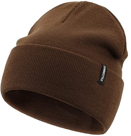 Magracy Unisex Herren Strickmütze Stretchy Bündchen Beanie Mütze Damen Winter Totenkopf Mütze, coffee, Einheitsgröße