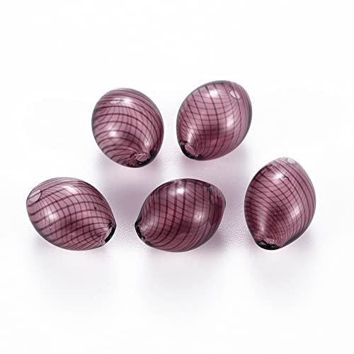 Boutigem Lot de 5 perles ovales transparentes faites à la main en verre soufflé pour bracelet, collier, boucles d'oreilles pour la fabrication de bijoux