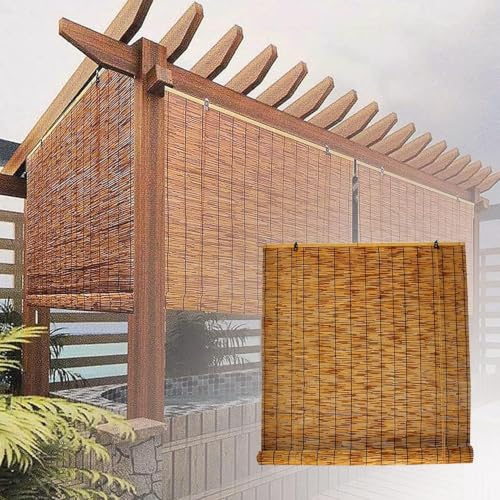 Tenda A Rullo Bambù,Tendina Avvolgibile,Tende In Bambu Da Esterno,Tapparelle In Reed,Bamboo Naturale,Oscurante Cool Traspirante,Tende Romane Tessute A Mano,per Balcone Interno,Personalizzabili ( Size