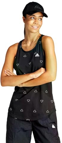 adidas Damen Essentials Monogram Loose Graphic Tank Top Tanktop, Black, S