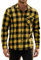 HISDERN Chemises Homme Manches Longues Casual Chemise Flanelle à Carreaux Chemises Boutonnées à Carreaux Jaune 4XL