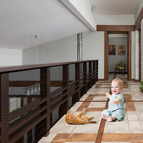 Baby Gate for Stairs, Banister Guard for Kids, Pets, Toys, 15ft x 2.66ft and 18ft x 2.66ft（Black）