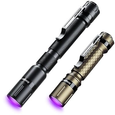 Ansyper CC Linterna UV de 395 nm, ultravioleta, luz negra, mini linterna portátil y compacta para detección de orina y manchas de mascotas, limpieza de hotel, comprobación de identificación, detector