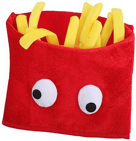Warmhm Süße Accessoires Pommes-Frites-Hut Neuartiger Lebensmittelhut Bühnenaufführungshut Krötenhut Abschlussball-Requisiten Geschenke Für Erwachsene Lebensmittelgeschenk Kostüm Partyhut