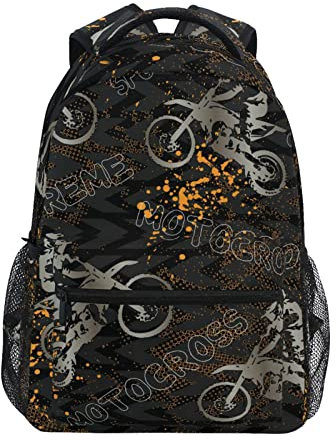 FJAUOQ Abstrakte Motorrad Muster Jungen Mädchen Kinder Schule Rucksäcke Büchertasche, Grundschule Tasche Reise Rucksack Daypack, Siehe Abbildung, Einheitsgröße