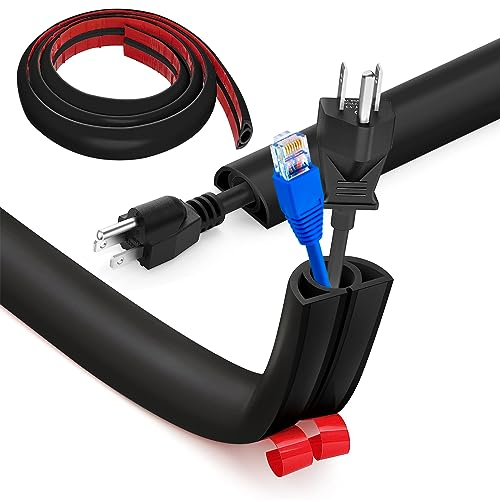 Bocguy Flexibler Klein Kabelkanal, Selbstklebend Boden Kabelbrücke, 1M x 2cm Kabelabdeckung Kabelschutz Kabelschacht Leicht zu Schneiden Montage für alle Netzkabel Haus, Schule, Büro, Lager (Schwarz)