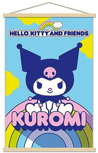 Trends International Hello Kitty and Friends - Kuromi Wandposter, 56,8 x 86,4 cm, Premium-Druck und Buchenholzaufhänger Bundle