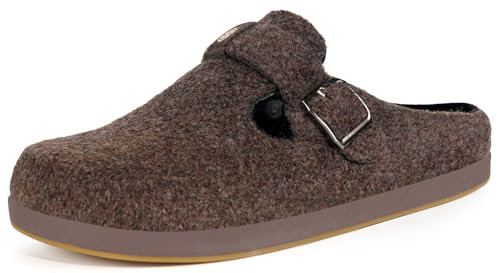 Sisttke Pantofole Donna Uomo Ciabatte in Feltro Unisex Slippers Invernali Chiuse con Plantare Intercambiabile,Marrone,38 EU