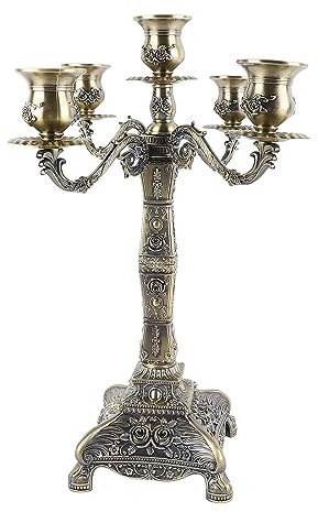 Kandelaber, Dekorativer Kerzenständer, Eleganter Kerzenhalter für Abendessen (Fünf Köpfe aus Bronze)