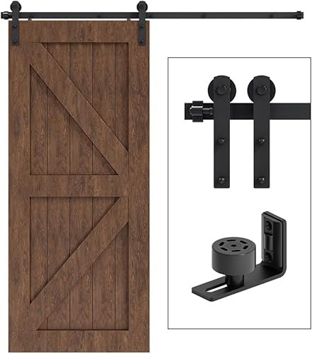 CCJH 120CM/4FT kit de Quincaillerie de Porte D'entrepôt de Rail Coulissant, kit de Suspension de Rail Lourd de Porte Unique, Plaque de Crochet de Tête Plate