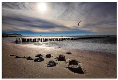 ARTland Wanddeko Wandbild Alu Verbundplatte für Innen & Outdoor Bild 120x80 cm Maritime Deko Landschaften Idyll Meer Sand Strand U4VL