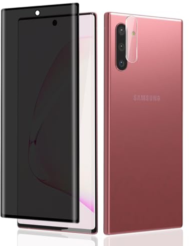 Teenrpov [1+1 Pièces Verre Trempé pour Samsung Galaxy Note 10 Anti-Espion Protection Écran + Samsung Galaxy Note 10 Caméra Verre Trempé,9H Dureté Privacy Film Protecteur D'écran pour Galaxy Note 10