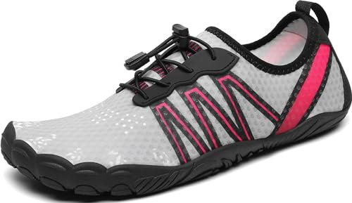 Mishansha Badeschuhe Herren Damen Wasserschuhe Atmungsaktive Schnell Trocknend Schwimmschuhe rutschfeste Leicht Barfußschuhe fur Männer Frauen, Silber Grau, 41 EU