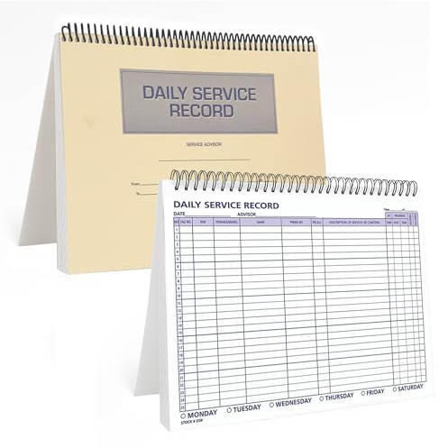 Daily Car Service Record Book – 8.5 x 11 Spiral Bound Auto Service Log – Blue Ink Durable 90# Paper – Automotive Service & Repair Tracking – Dealership Workshop Record - 100 Pages/Book (Book of 1)