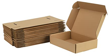 Giftgarden 20 Stück Stabile Versandkartons mit Deckel, 229x153x51 mm Karton - Kleine Faltkartons aus Wellpappe für Post-, Kurier- und Geschenkversand, Verpackungen, Mailings und Unternehmen, Braun