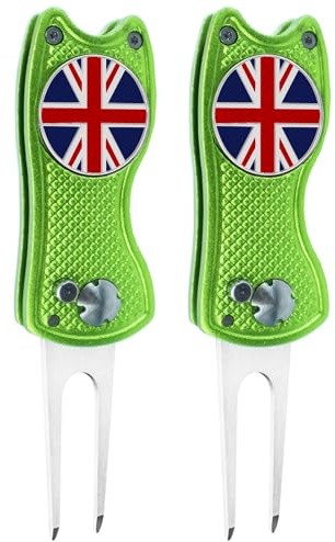 FINGER TEN Golf Divot Repair Tool 1/2 Pack | Magnetic Ball Marker Hold,Stainless Steel Durable Build,Foldable Pocket Design, Quick Easy Divot Repair, Gift For Players