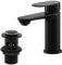 Bathroom Sink Taps with Drain, BATHWEST Basin Taps with Pop Up Waste, Modern Monobloc Single Lever Brass Bathroom Taps Mixer with Sink Plug 072BK (Black)