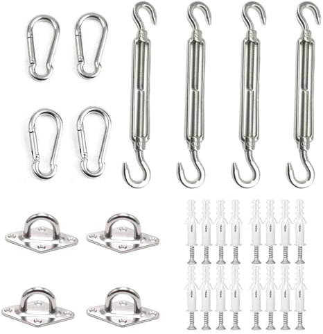 Kit di accessori per vele ombreggianti Pali per vele ombreggianti in acciaio inossidabile 304 Robusti accessori per vele ombreggianti Stabilità Kit per pergola Accessori per tettoie multiuso per pa