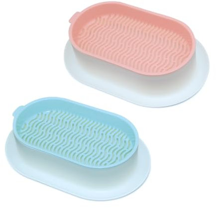 LICQIC Bandeja de semillas de hierba para gatos, caja para macetas de hierba gatera para cultivar hierba de gato (2 unidades, blanco rosado + blanco-azul)