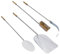 Paluplus Set 4 Pale Pizza in Alluminio con Manici in Legno di Faggio, Lunghezza circa 120 cm, kit composto da: Pala Rettangolare, Pala Rotonda, Spazzola per Forno e Pala Spargi Brace, Made Italy -197