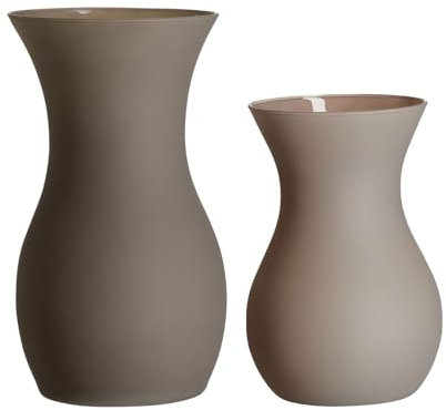 Ritzenhoff & Breker Annalena Vase-Set 2-teilig, 18 cm & 25 cm, Moderne Tischvasen mit softem Matt-Finish, Bauchige Dekovasen zur Dekoration, Glas, Braun