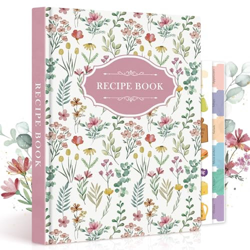 Lanpn B5 Libro de Recetas Para 70 Recetas, Recetario de Cocina para Escribir, Mi Cuaderno Recetas Tapa Dura, Recipe Journal Book, Libretas para Recetas de Cocina en Blanco, Rosa, Inglés
