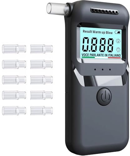 Generico Etilometro Portatile Certificato Italiano per Alcol Test -Misuratore del Livello Alcolemico nel Sangue di Alta qualità - Idoneo Ed Omologato in Italia per Il Codice della Strada