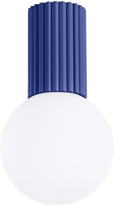 SOLLUX lighting Deckenlampe Deckenleuchte - Deckenstrahler Aluminium Glas -1 Flammig - LED Lampe Glühbirne - Ultramarine Halo