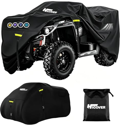 Hicover 600D Quad Abdeckplane ATV Abdeckung Heavy Duty & Wasserdicht | Verwendbar Abdeckung Quad Cover Bei jedem Wetter einsetzbar Quadplane für Polaris Kawasaki Yamaha Suzuki Honda