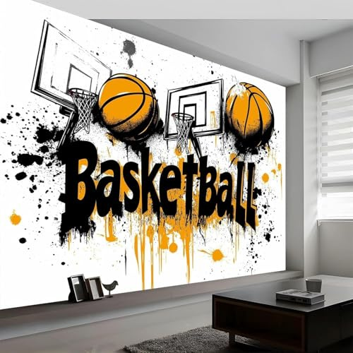 Fototapete Basketball Tapete 250 x 175 cm (WxH) Fototapeten Schlafzimmer Wohnzimmer Moderne 3D Effekt Wandtapete Basketballsport Vliestapete Wand Dekoration Poster Foto Tapeten q.8375