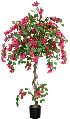 MixcMax Artificial Bougainvillea Flower Topiary Tree Indoor Outdoor 5ft