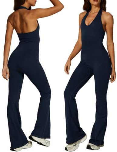 XDSP Damen Sport Jumpsuit Eng Yoga Rückenfreie Padded Overall Bodysuit Hohe Taille Ärmellos Sportkleidung Scrunch Butt Elegant Ganzkörperanzug Sexy Stretch Yoga Slim Fit Einteiler Romper