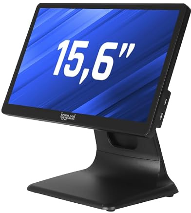 iggual TPV AIO 15,6 WiFi -Monitor Táctil Capacitivo,-16:9 - SO. Windows 11PRO -Procesador Intel® N100 3,4 GHz - SSD 256 GB+ 8GB RAM- WiFi 5, BT 5.1, HDMI, VGA - Todo en Uno-POS-Apto Verifactu(Negro)