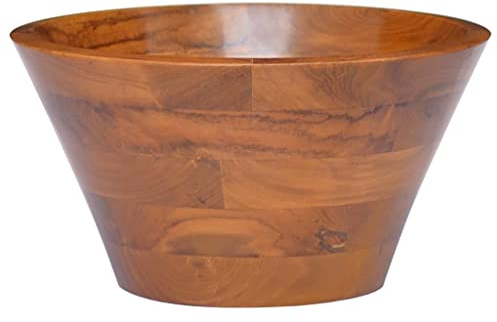 Mhdvray Lavabo en teck massif 40 x 20 cm rond finement poli sans montage peu encombrant comme lave pour salle de bain, toilettes d'invités, camping en plein air