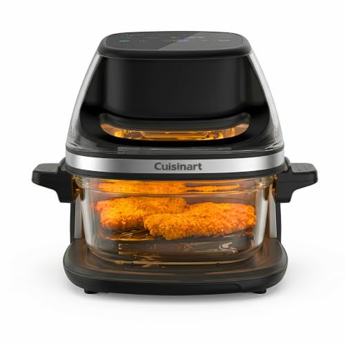 Cuisinart ClearView 3.8L Glass Basket Air Fryer I 6-in-1 Air Fry, Roast, Grill, Bake, Keep Warm, Recrisp I Space saving design I Removable Glass Basket & Lid I PFAS-free I Dishwasher safe I 1600W