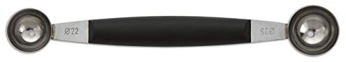 Arcos Gadgets Profesionales - Caja de 6 uds Vaciador de Melón Doble Vaciador de Fruta Doble - Acero Inoxidable 25 mm - Mango de Polipropileno Color Negro (6 pcs)