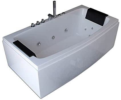 HOME DELUXE - Vasca idromassaggio - NOOR - bianco con doccetta e massaggio - ca. 173 x 80 x 84 cm I Vasca da bagno da interno, spa, 2 persone