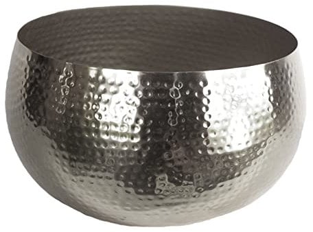 Leaf Large Straight Edge Hammered Metal Bowl, Silver, 32 x 20 cm LEAF-7306B