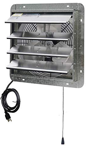 iLIVING 14 Wall Mounted Shutter Exhaust Thermostat Control-3 Speeds Vent Fan For Home Attic, Shed, or Garage Ventilation, 850 CFM, 1300 SQF Coverage Area, Variable, Silver