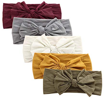 DRESHOW 5 Pièces Bébé Bandeaux Bébé Fille Bandeau Cheveux Bande de Cheveux Arc Bande de Cheveux Bandeaux Accessoires Bébé Fille Enfant Turban Bandeau,Taille unique,Zm14-5pcs / 3 Mois - 6 Ans