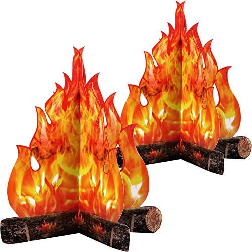 Boao Kunstfeuer Künstliche Flamme Camping Dekoration 3D Karton Lagerfeuer Herzstück Künstliche Flammen Lagerfeuer Party Dekoration für Klassenzimmer Camp Junggesellenabschied Partyzubehör