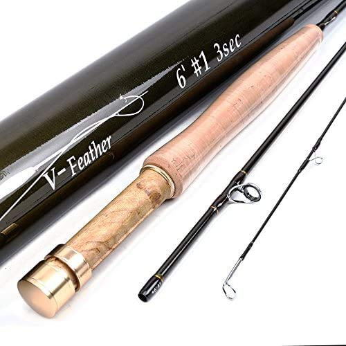 MAXIMUMCATCH Maxcatch Feather Fly Fishing Rod for Streams Panfish/Trout Fishing 1/2/3 weight with IM10 Rod Tube, 6'/6'6/7'6 (Feather Fly rod, 1wt 6' 3sec)