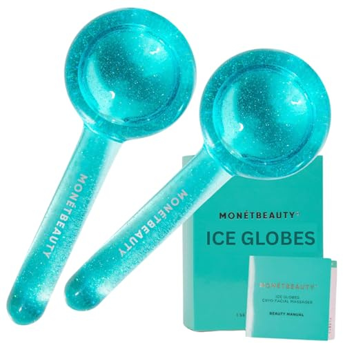 MonétBeauty Tighten Skin, Depuff & Sinus Relief? Try Ice Globes for Face, Freezer Safe Facial Globes for Daily Beauty Routines, Face Roller to Enhance Circulation and Complexion - Blue