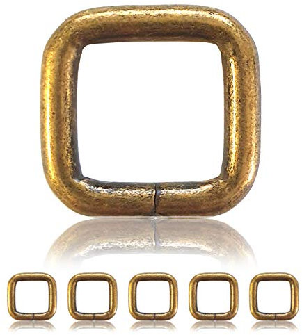 Ganzoo Quadrat-Verbinder aus Stahl, 5er Set, Materialstärke 5 mm, DIY Hunde-Halsband oder Leine, nichtrostend, Ideal mit Paracord 550, Farbe altgold