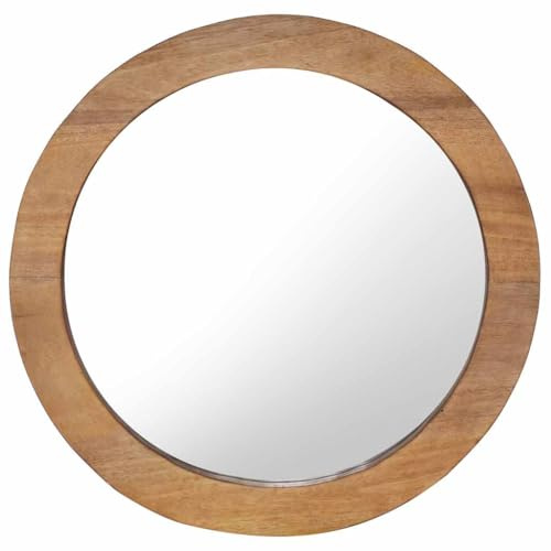 vidaXL Teak Wandspiegel Spiegel Badspiegel Flurspiegel Hängespiegel Badezimmerspiegel Rundspiegel Dekospiegel Kosmetikspiegel 60cm Rund