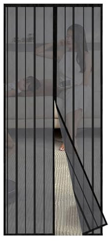 Sekey 90x225 cm Zanzariera Magnetica per Porta, anti Insetti, per Legno, Ferro, Porte in Alluminio, Facile da Installare, Non è Necessario Praticare Fori, Apertura e Chiusura Silenziosa, Nero