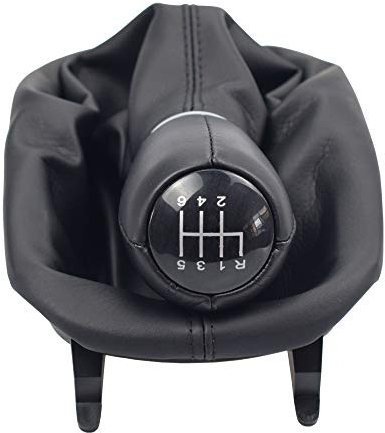 Hacreyatu 5 6 Gang Schalthebel,Schaltknauf Gamasche Leder für Seat Leon 1 MK1 Toledo II MK2 1998-2005 (R6 Gang)